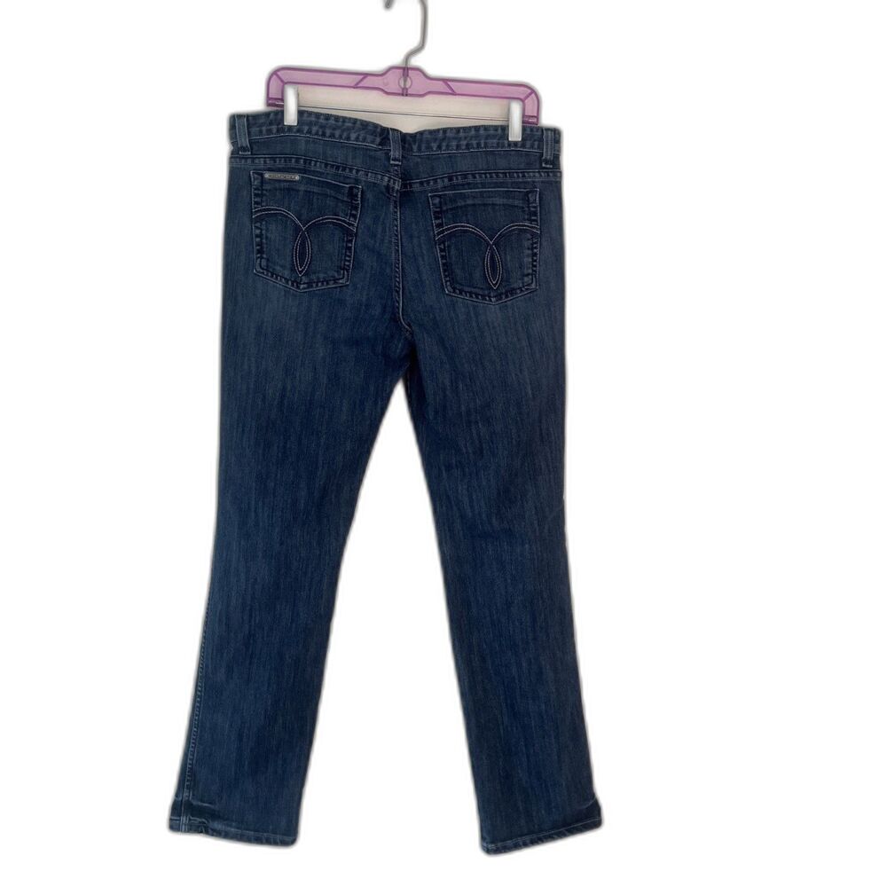 JORDACHE Y2K Morgan Slim Straight Western Embroidered Jeans, Med Wash- Size 30”